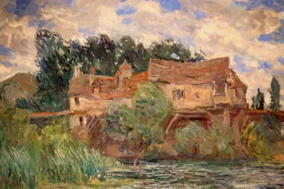 Houses on the Old Bridge at Vernon by Claude Monet