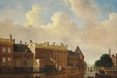 A view from the Binnen-Amstel towards the Kloveniersburgwal by Jan Ekels