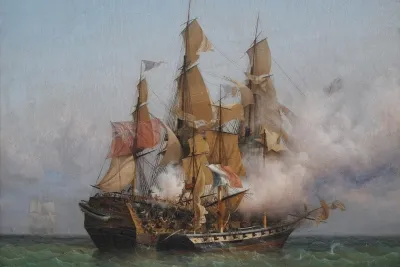 Kent battling Confiance by Ambroise Louis Garneray