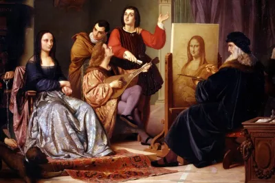 Leonardo da Vinci Painting The Mona Lisa by Cesare Maccari