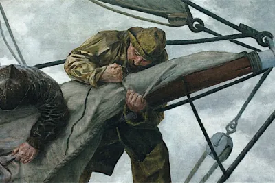 Reefing the Sails by Christian Krohg