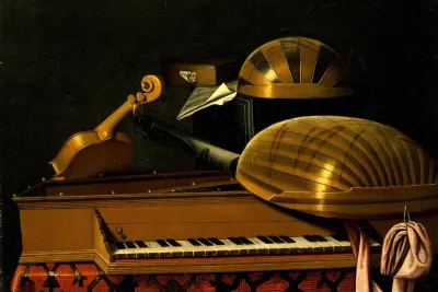 Still Life with Musical Instruments and Books by Bartholomeo Bettera