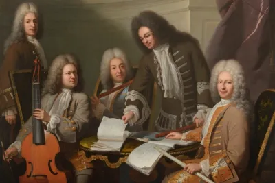 The Composer Michel De La Barre Directing Marin Marais and the Ordinary Flutists of the King's Chamber by André Bouys