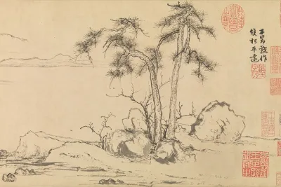 Twin Pines by Zhao Mengfu