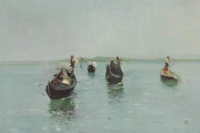 Venetian Gondoliers by Robert Frederick Blum