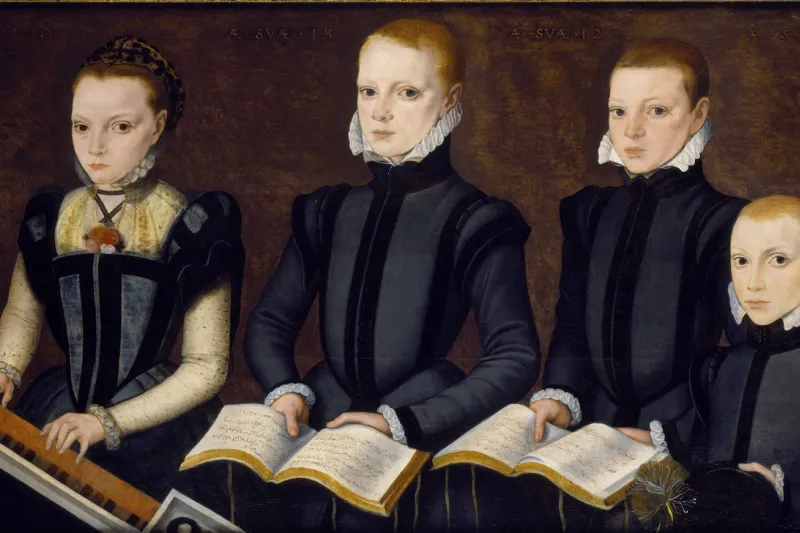Unidentified Elizabethan Children Making Music by the Master of the Countess of Warwick