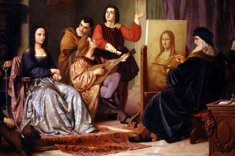 Leonardo da Vinci Painting The Mona Lisa by Cesare Maccari