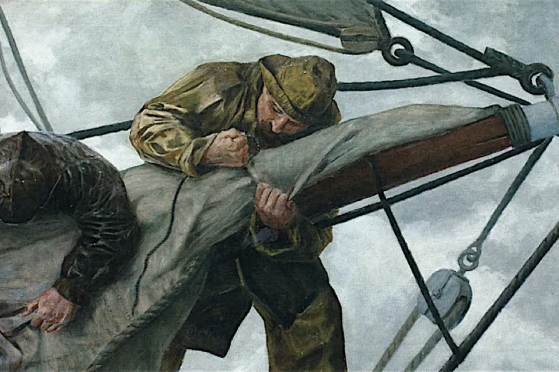 Reefing the Sails by Christian Krohg