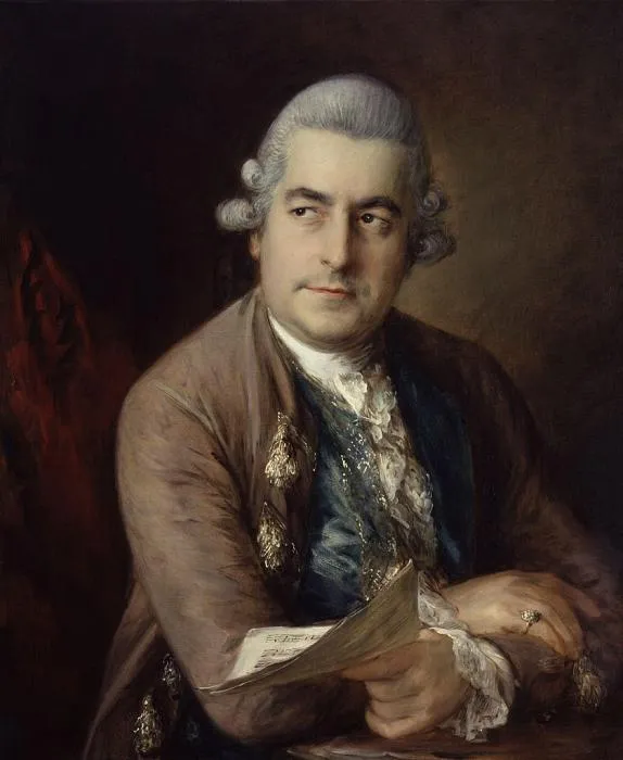 Thomas Gainsborough's portrait of Johann Christian Bach in a powdered wig holding sheet music