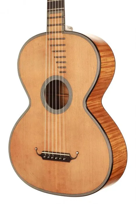Romantic-era guitar body with a narrow waist and inlaid rosette, Legnani model by René Lacôte, 1827