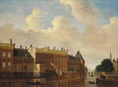 A view from the Binnen-Amstel towards the Kloveniersburgwal by Jan Ekels

