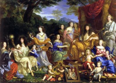Louis and His Family Portrayed as Roman Gods by Jean Nocret

