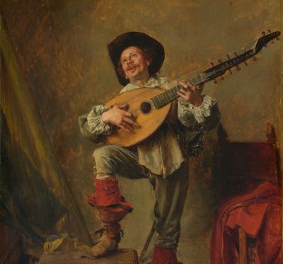Soldier Playing the Theorbo by Ernest Meissonier

