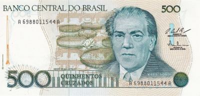 Villa-Lobos on a 500 Brazilian cruzados banknote

