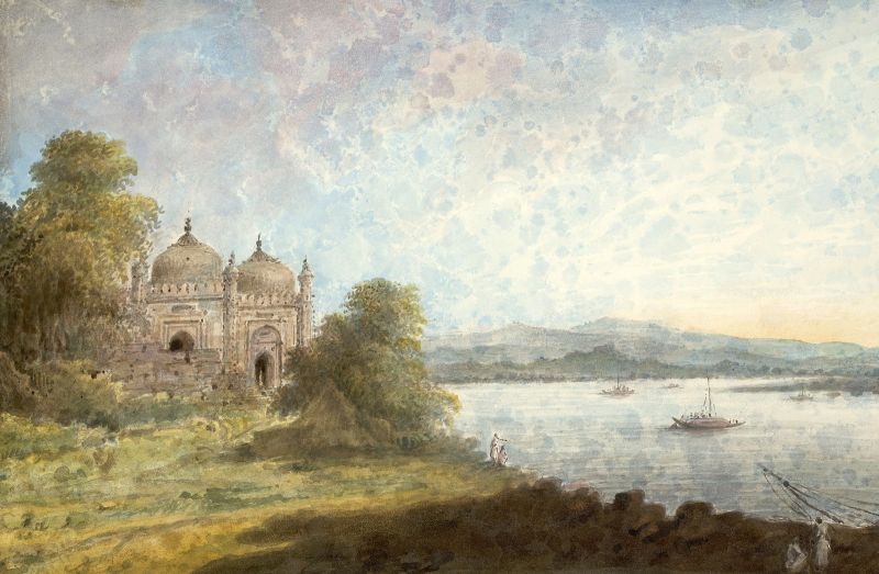 Akbari Mosque Overlooking Ganges by Sita Ram